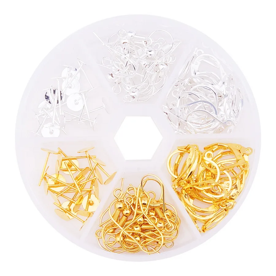

PandaHall Round Box Brass Jewelry Earring Finding Kit