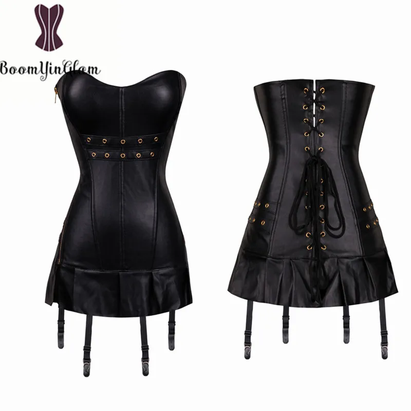 

High quality gothic corset Sexy Bustier leather corset dress for ladies