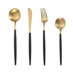 Image of 18-10 Stainless Steel Black Handle Cutlery for Wedding Event Restaurant