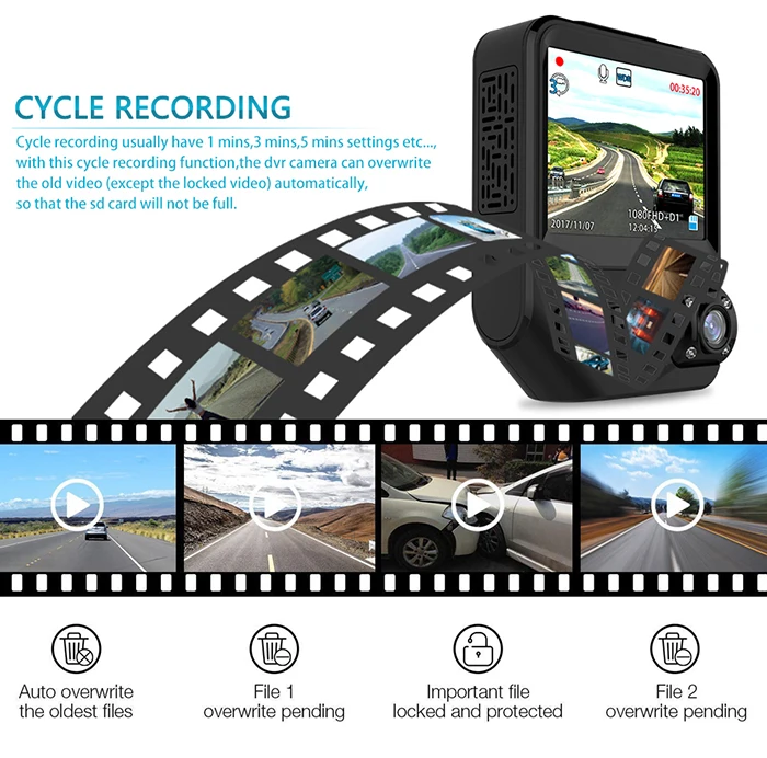 2.31 Inch Small Screen Car Data Recorder T818 Wide Angle Camera Lens