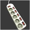 Germany EU Type 5 Outlets Power Strip Schuko Plug with Individual Switches with CE