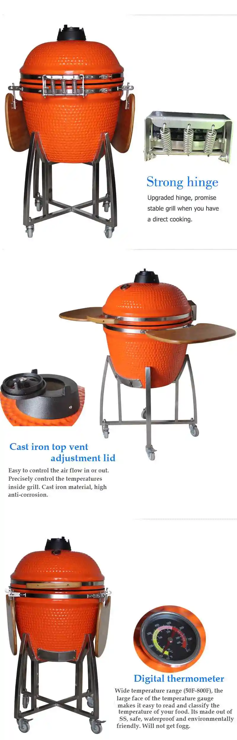 Seb Kamado Large Cooking Space Party Bbq Ceramic Smoker King Griller