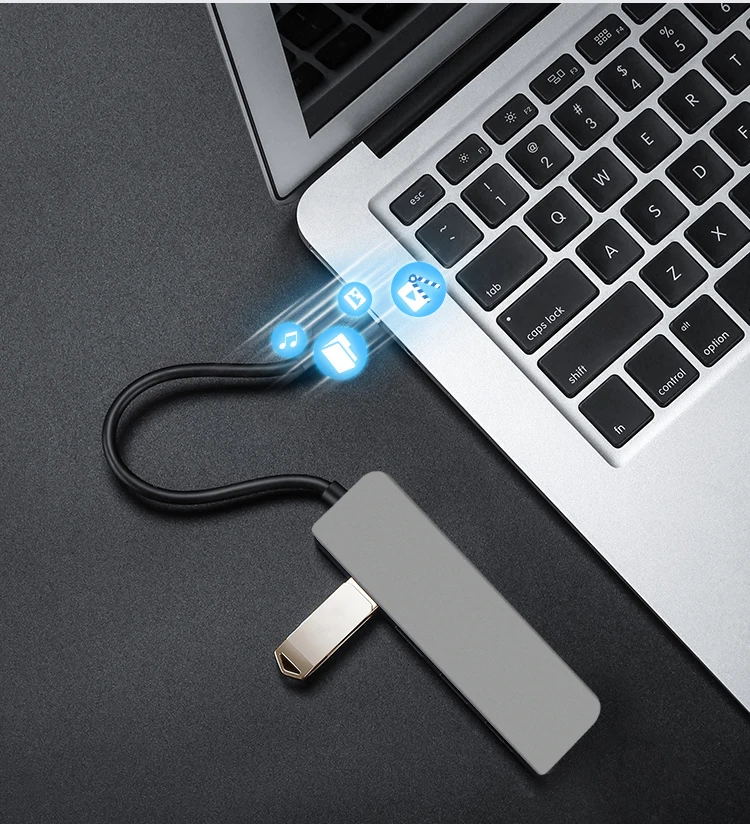 Aluminium 5 In 1 USB-C Adapter PD Charging 4 Ports USB3.0 Video Converter USB Type C Hub