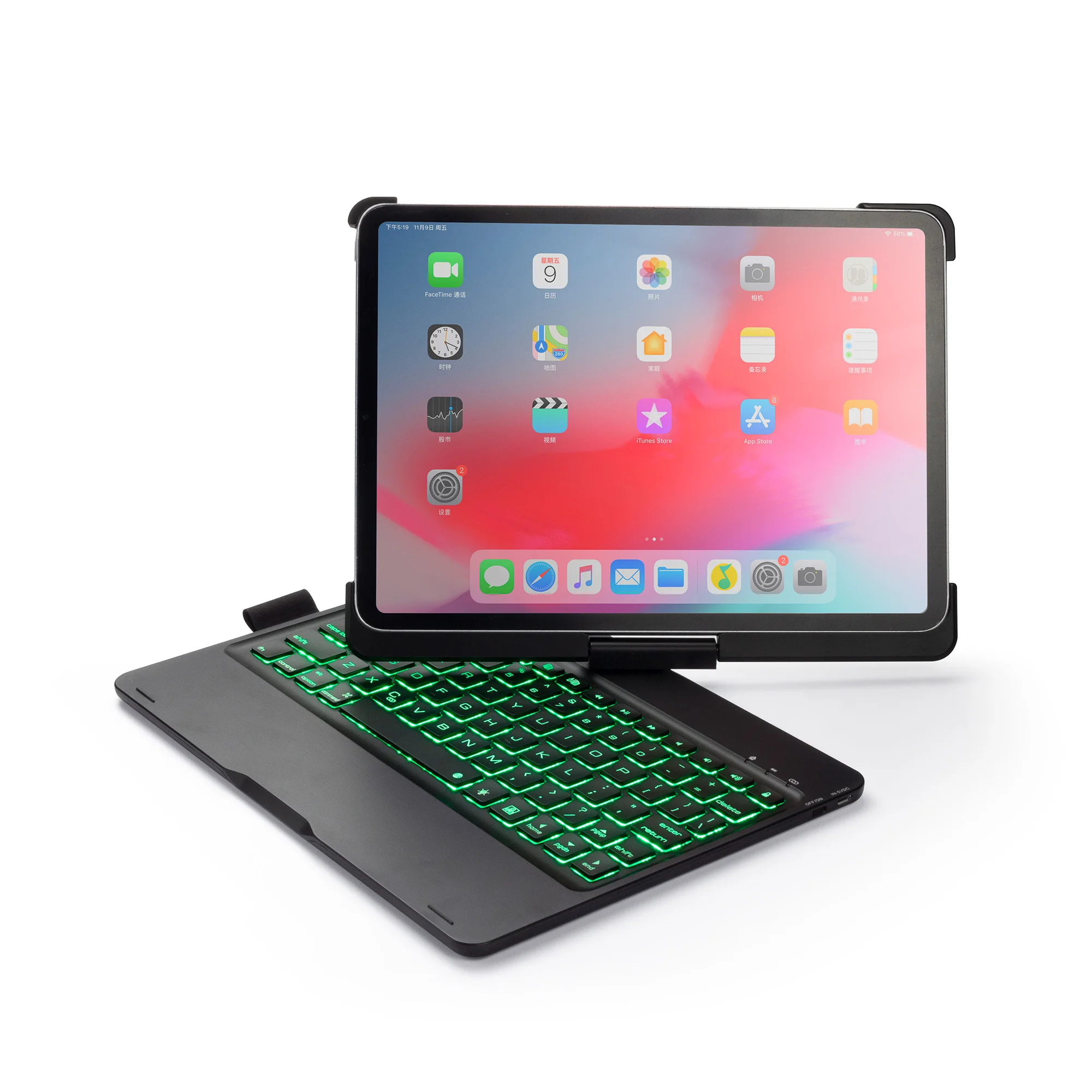 

New Wireless backlit rotate bluetooth keyboard case for iPad pro 11