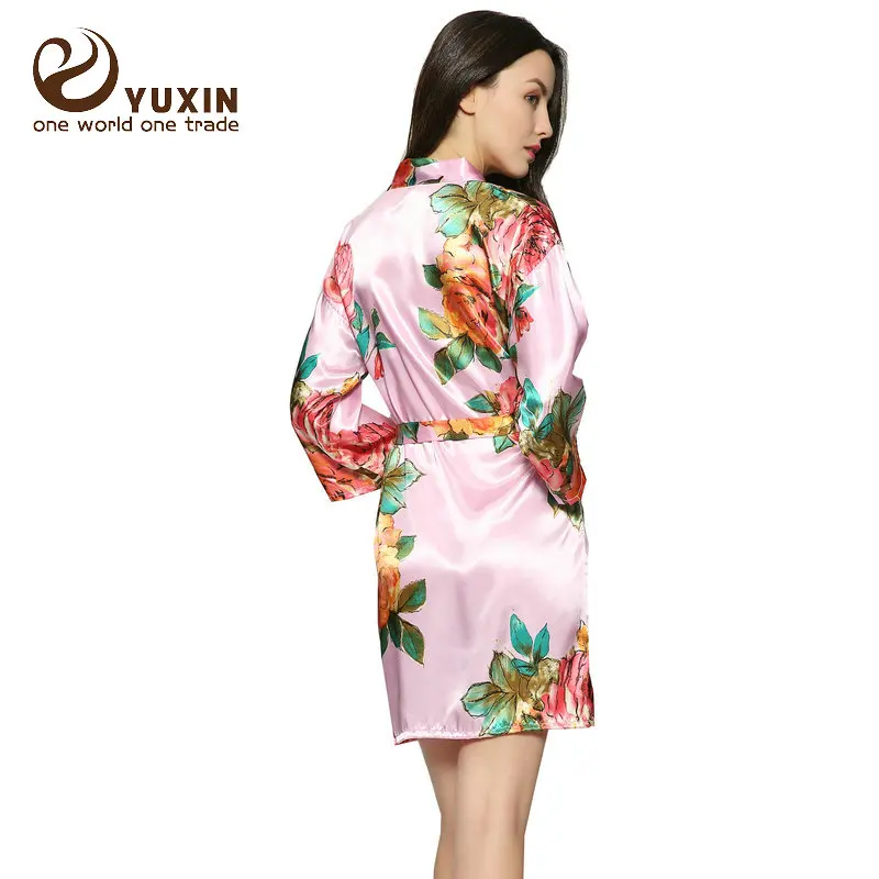 

Bridesmaid Robes Colorful Summer Bride Satin Robe Floral Robes FRS006, Blue