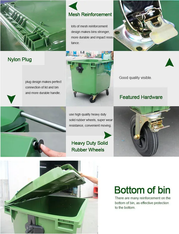 product-1-1 660 liter large size mobile outdoor street hdpe plastic garbage bin for sale