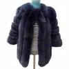 Ladies Fancy Black Long Fur Jacket Luxury Winter Women Fox Fur Coat