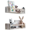 Set of 2 Rustic Wood Floating Shelves