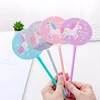 Creative stationery cartoon mini fan shape plastic cute unicorn gel pen