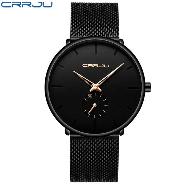 

Crrju 2150 Fashion Mens Luxury Quartz Watches Casual Mesh Steel Strap Waterproof Sport Watch