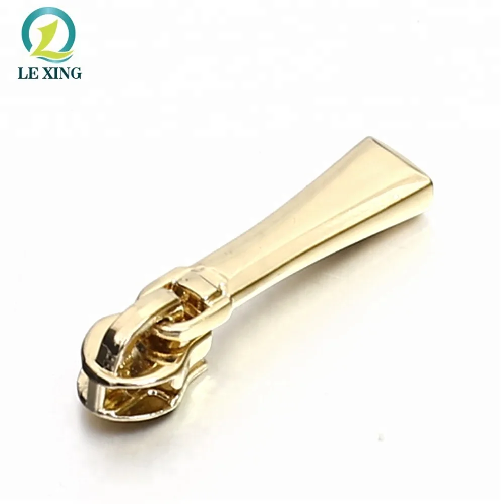 

luggage hardware accessory custom zinc alloy metal zipper slider, Light gold