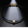 AAA zircon inset heart weiyang necklace Korean version of temperament lady leather rope collar ornaments popular on the Internet