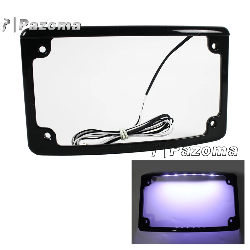 

12 Curved Design Black Aluminum LED License Plate Frame for Standard 7-3/16" x 4-1/4", As the pictures show