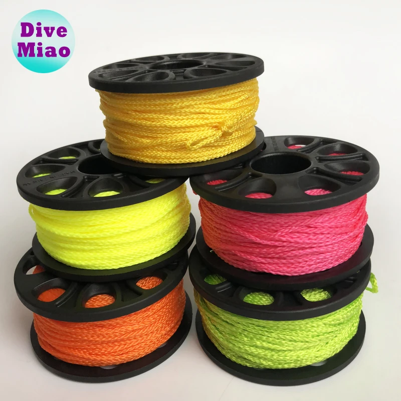 

30M Diving finger spool with 100mm double ended snap 5 colors DIVE REEL, Green;yellow;orange;fluorescence pink;fluorescence yellow