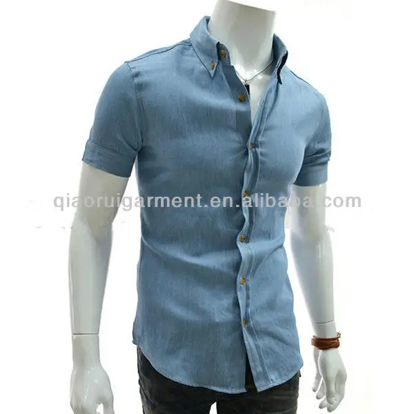 mens fitted denim shirt