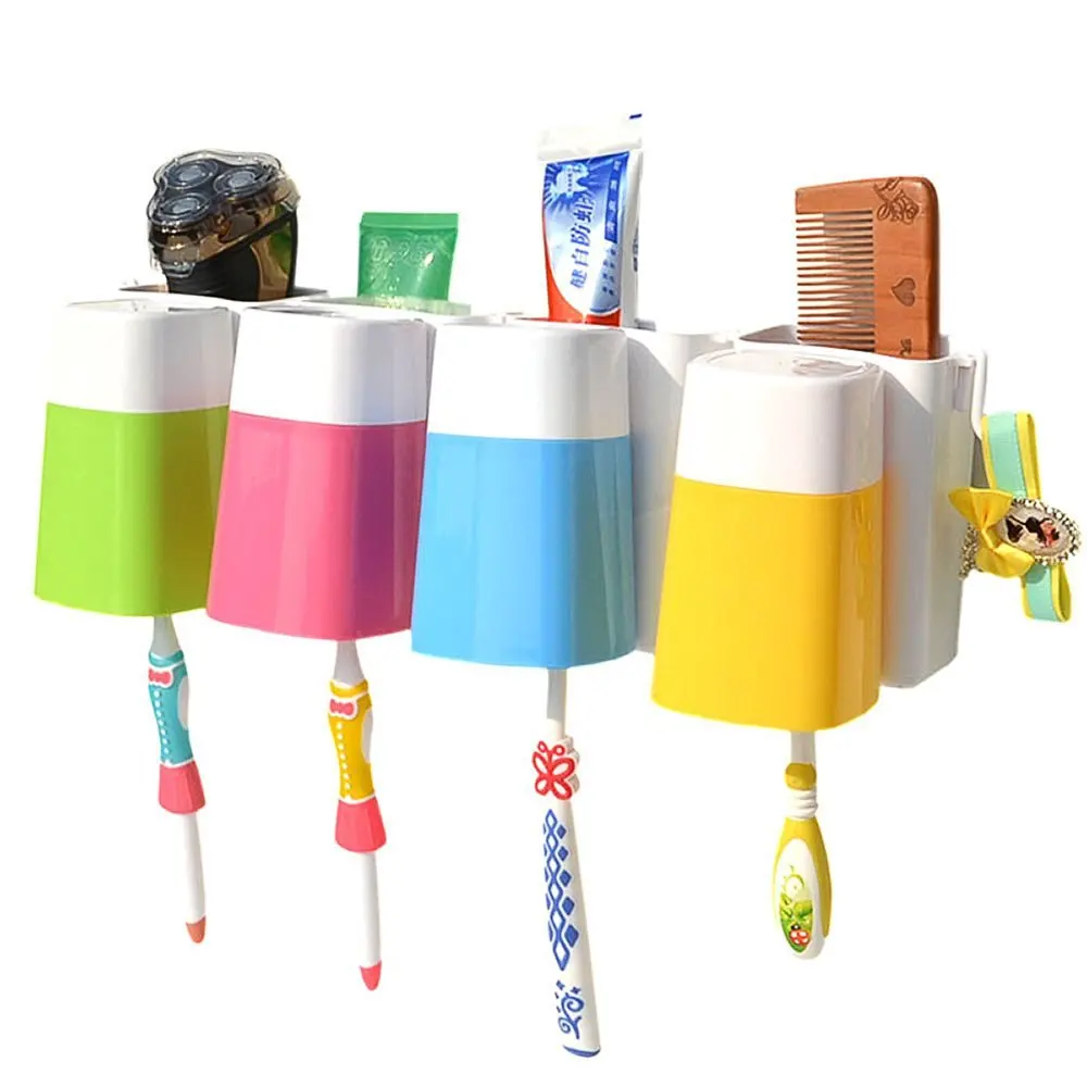 Prettysell 4 Colors Cute Hang Wall Cartoon Sucker Toothbrush Holder Suction Hooks / Household Items / Toothbrush Rack / Bathroom Set (Red)