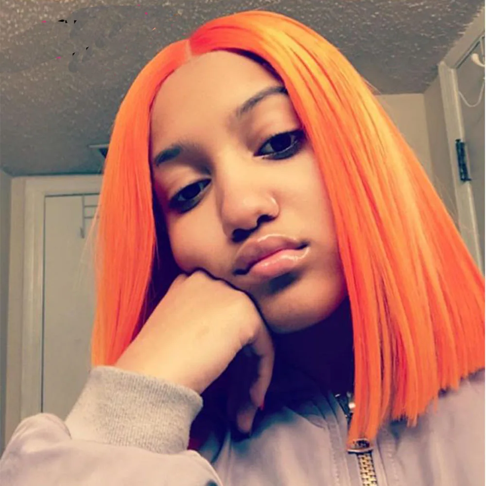 

Human Hair Wigs Orange Wig Bob Lace Front Wigs