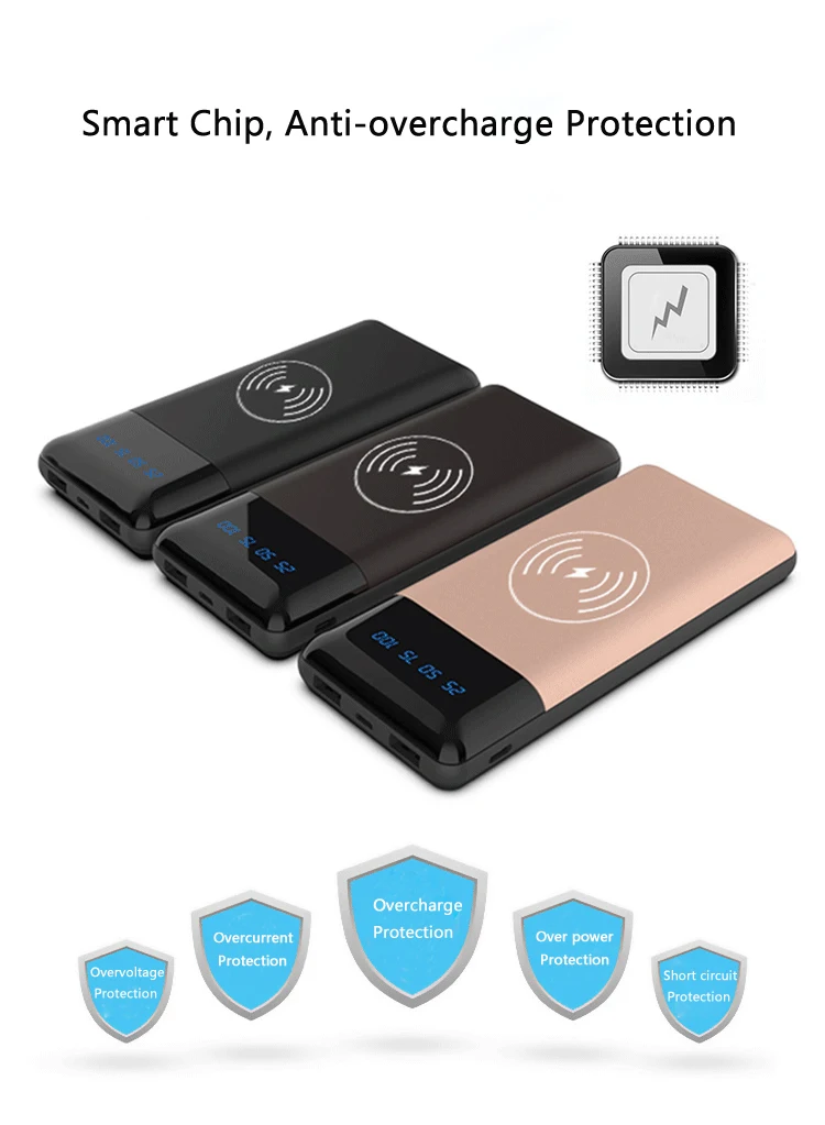 Oem Rohs Fashionable Slim Smart Mobile Phone Portable Charger Qi