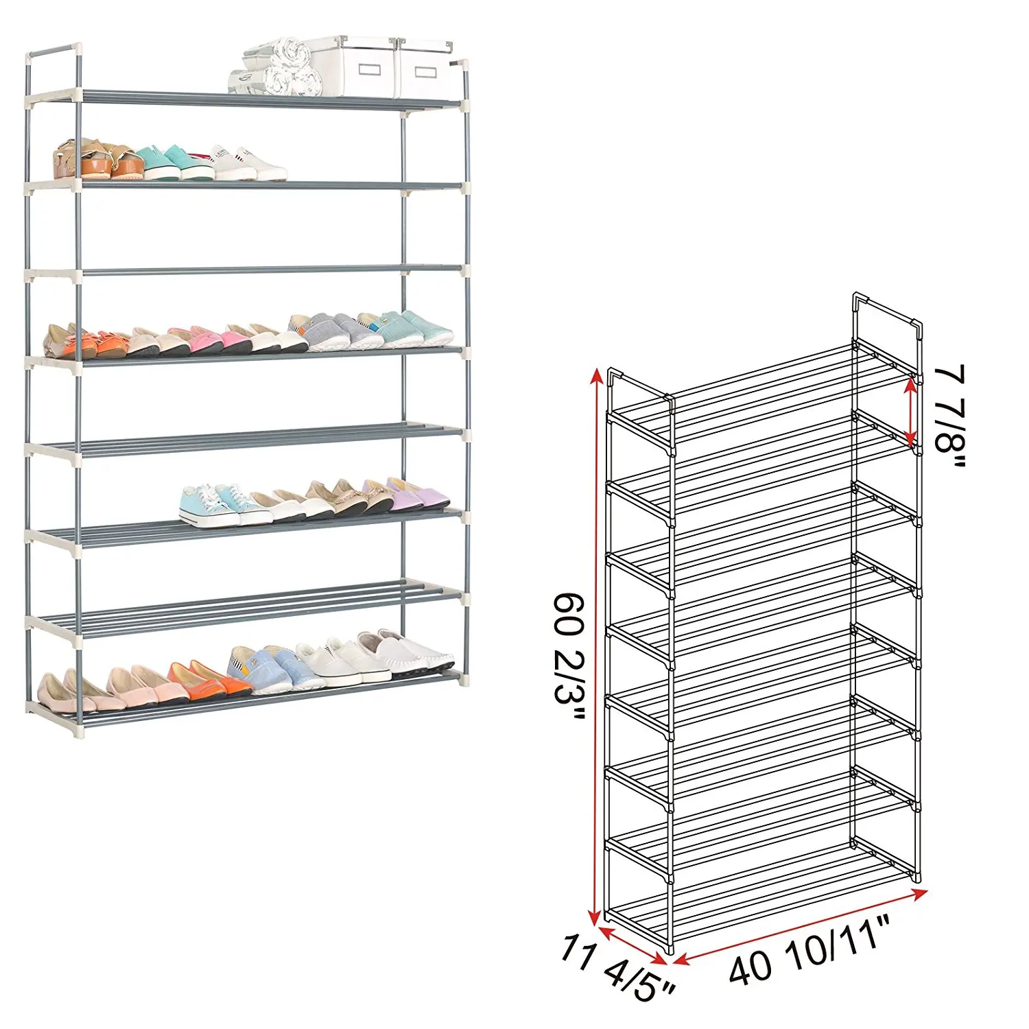 69 125 L X 11 125 W X 38 50 H Youud Shoe Rack 10 Tier Shoe Rack Shoe Storage Shoe Organizer Space Saving Shoe Tower Stackable Shelves Shoes Organizer Black Holds 50 Pairs Of Shoes