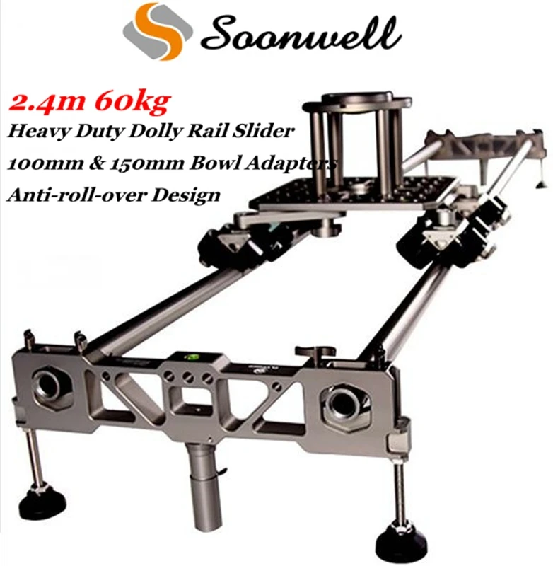 

2.4m 60kg Heavy Duty DSLR Video Camera Dolly Rail Track Slider for Film Shooting Equipment, Silver-gray or black