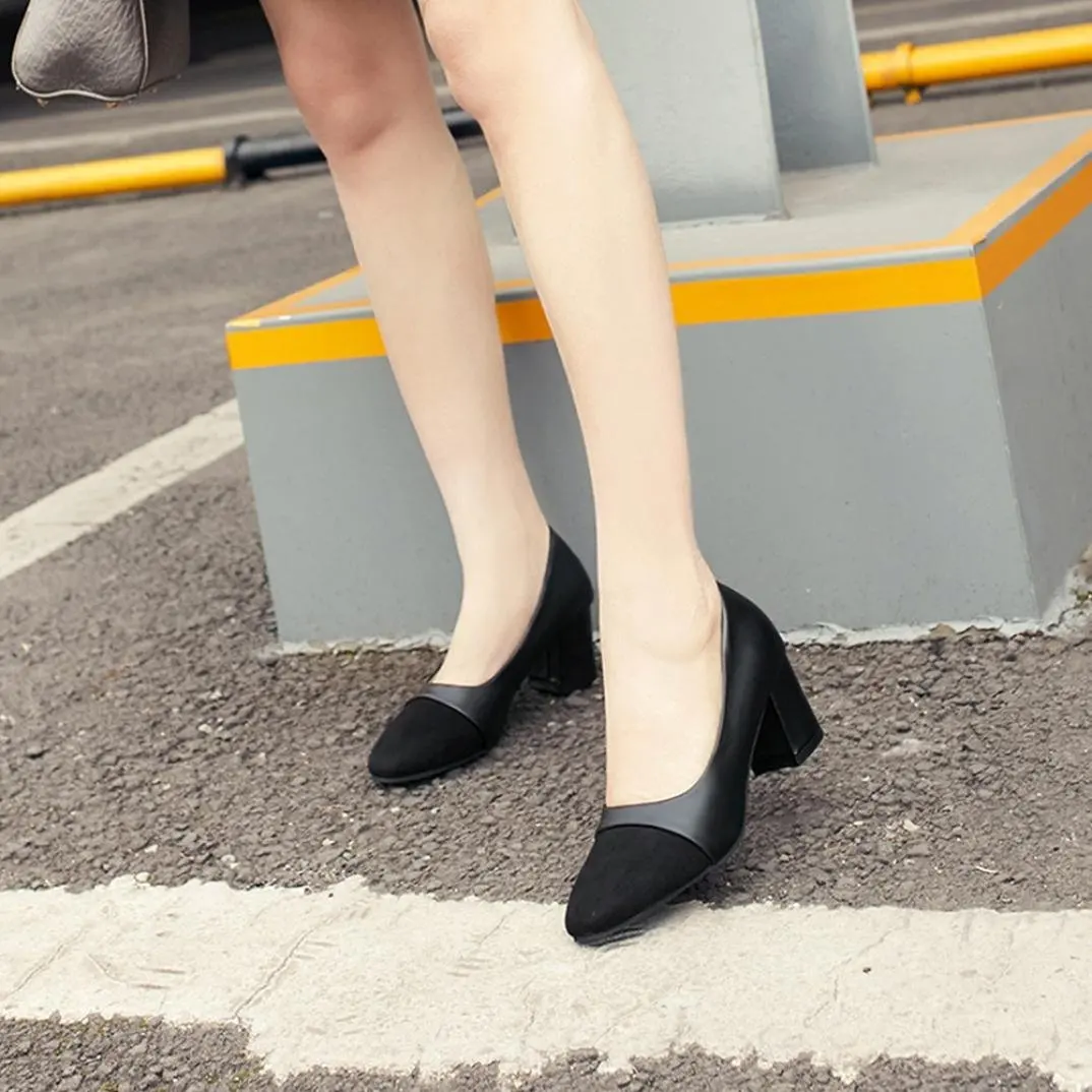 Women Mid Heel Shoes Ladies Wedge Sandals Shoes Wedding Shoes Hoof Heels Shoes Office Shoes Hemlock (US:7.5, Black)