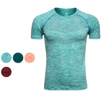 

quick dry polyester spandex Golf fitness gym sport T Shirts Crew-Neck Short Sleeve Workout Muscle Print Tees gym wear for men