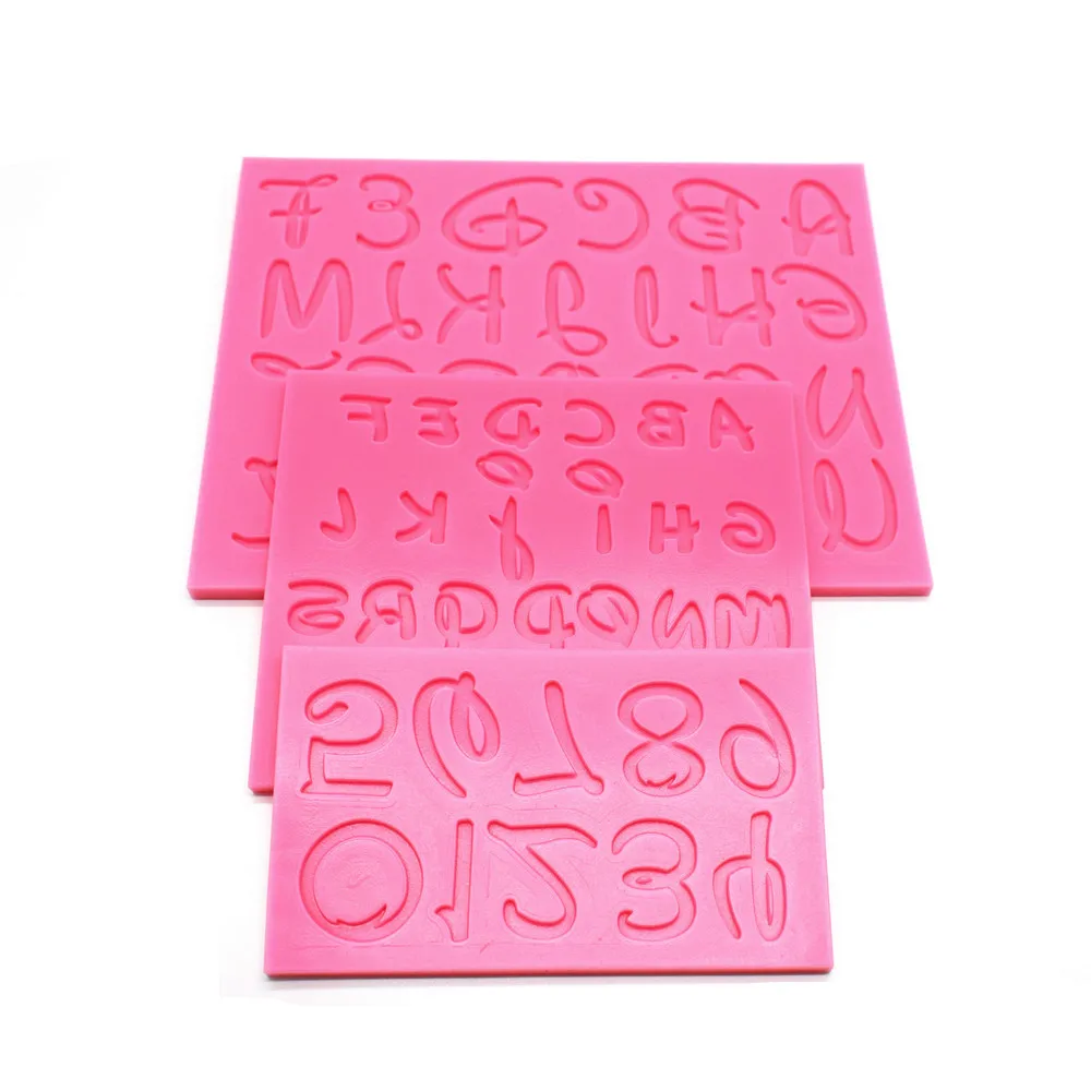 

AK 3pcs Alphabet Number Silicone Cake Molds Fondant Mould Decorating Tools for Bakery, Pink