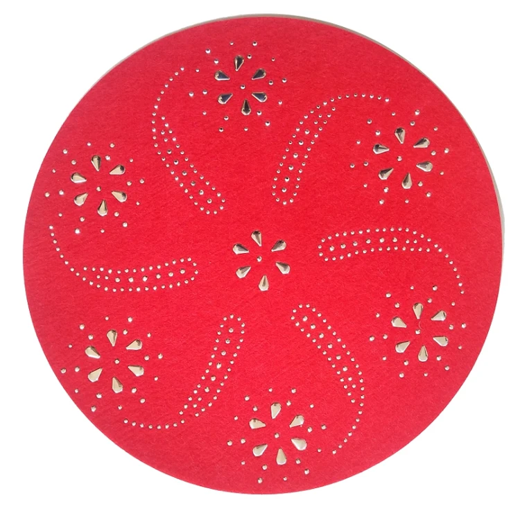 Red Round Felt Beaded Christmas Placemat Buy Beaded Gold Placemats