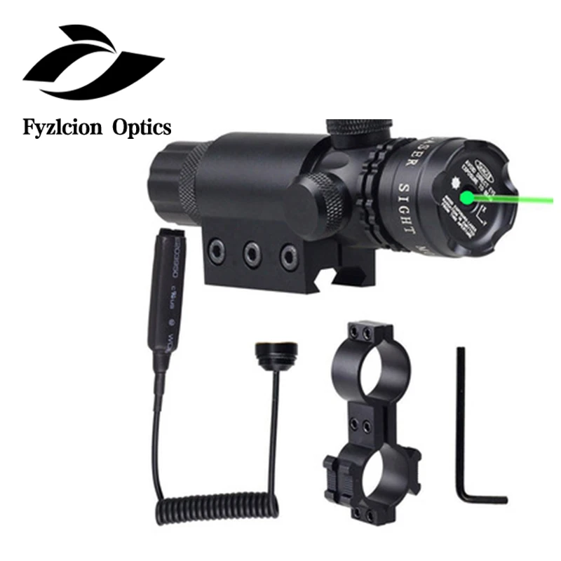 

Green point laser sight gun gun holder and remote control switch hunting with tools to adjust wind speed and height to suit need, Black