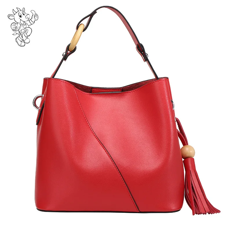 

2020 new arrival designer large capacity genuine leather ladies shoulder bucket bags women handbags