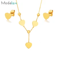 

Modalen Heart Earing And Necklace Girl Stainless Steel Joya Jewelry Woman Set