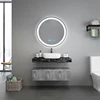 French Lowes Famous Brand Vanity One Body Ceramic Sink Wall Hung Mounted Solid Wood Plywood Bathroom Cabinet