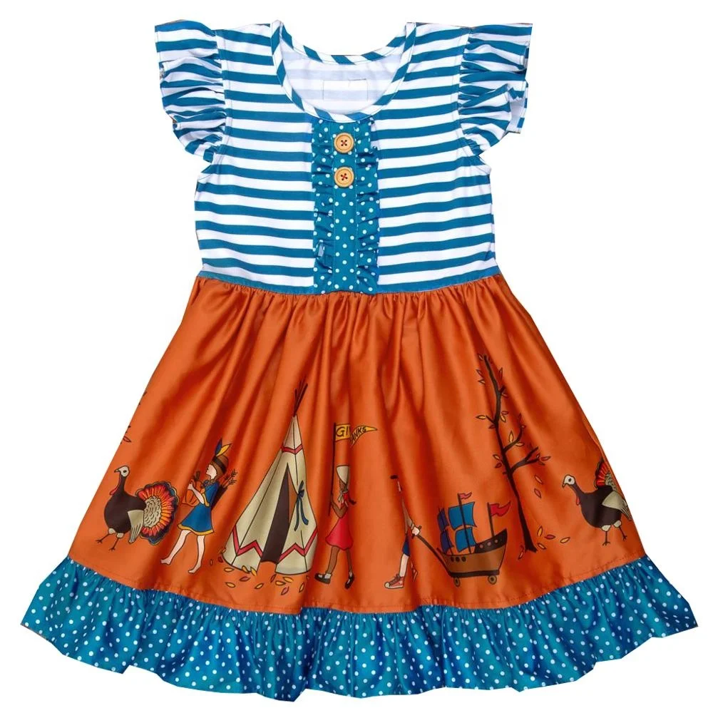 

Bulk wholesale kids dress boutique thanksgiving cotton baby clothing dress, As show;or accept customers request