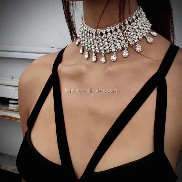 

2016 New Water Drop Lariat Crystal Choker Necklace