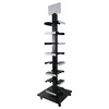 Upright Wheeled Spinning Freestanding Supermarket Retail Shop Multi-layer Metal Shoe Stand Display Rack Organizer
