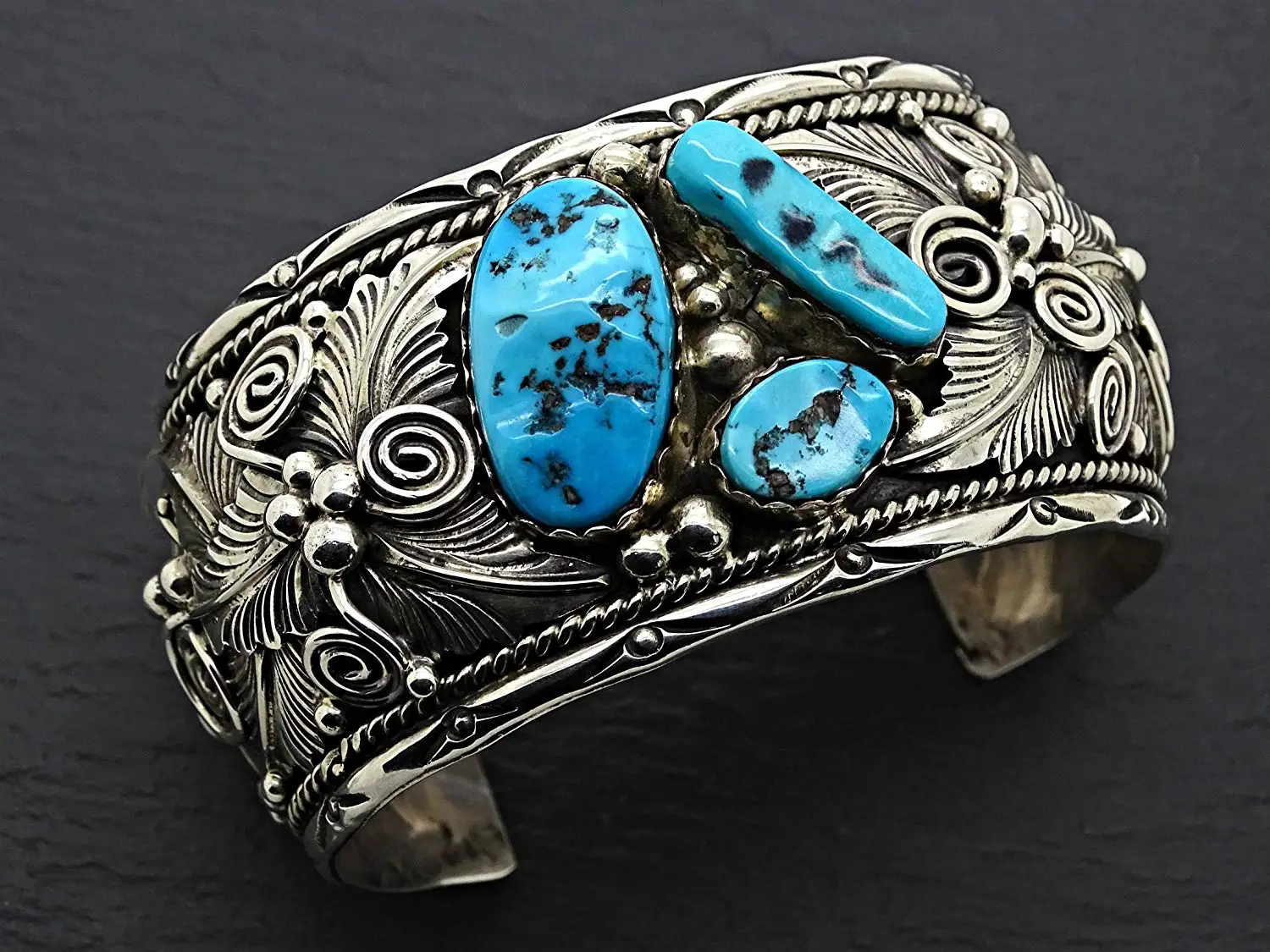 Buy big mens cuff turquoise silver, Native American cuff bracelet