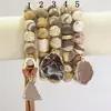 BM21910 Bohemian Freestyle Jewelry Jasper Beaded Bangle With Druzy Charm Bracelet