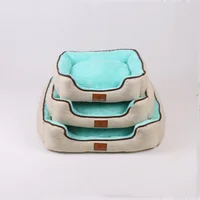 

GMT06073 Cozy High Quality Warm Sherpa Dog Mattress Linen Beige and Light Blue PP Cotton Innovative Dog Bed