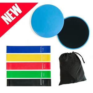 Strength Stability Gliding Discs Core Sliders and 5 Exercise Resistance Bands Training for Home, Gym, Travel