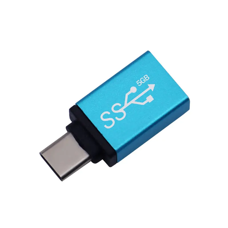 

Blue color aluminum alloy USB3.1 TYPE C TO USB3.0 OTG ADAPTER, Silver for led charging cable
