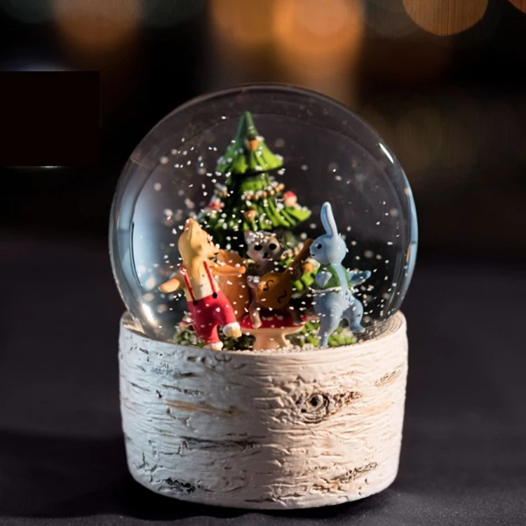 resin forest animal snow globe