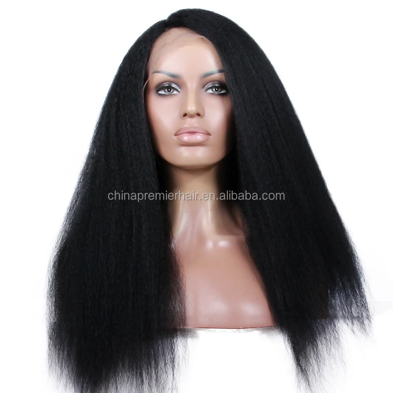 

Premier Indian Remy Hair Side Part Kinky Straight 130% Density Cheap Glueless Lace Front Wig