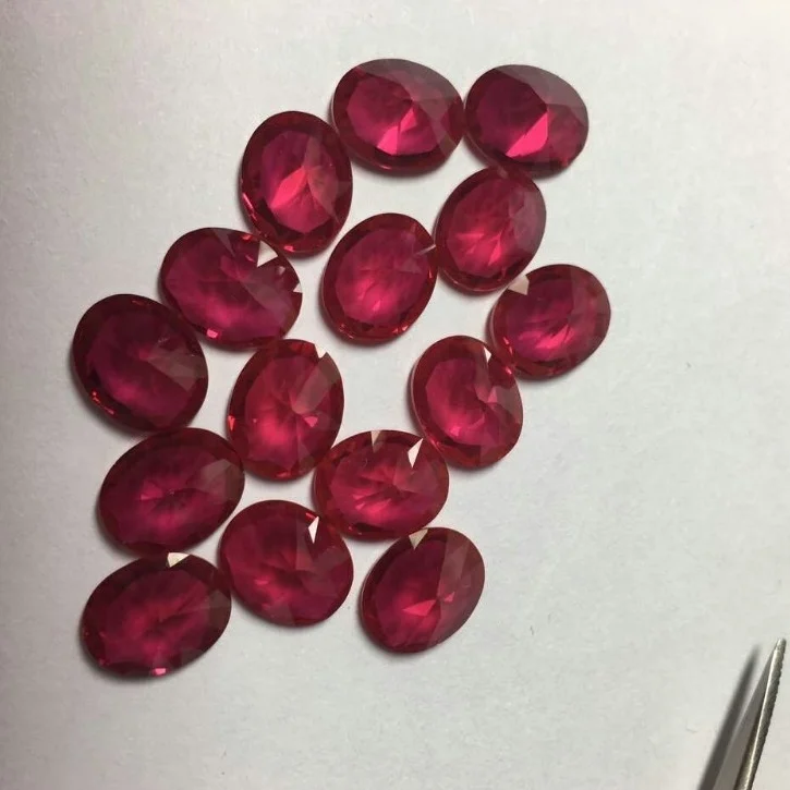 

Factory price AAA grade oval cut 10*8mm 7# red ruby corundum gemstone