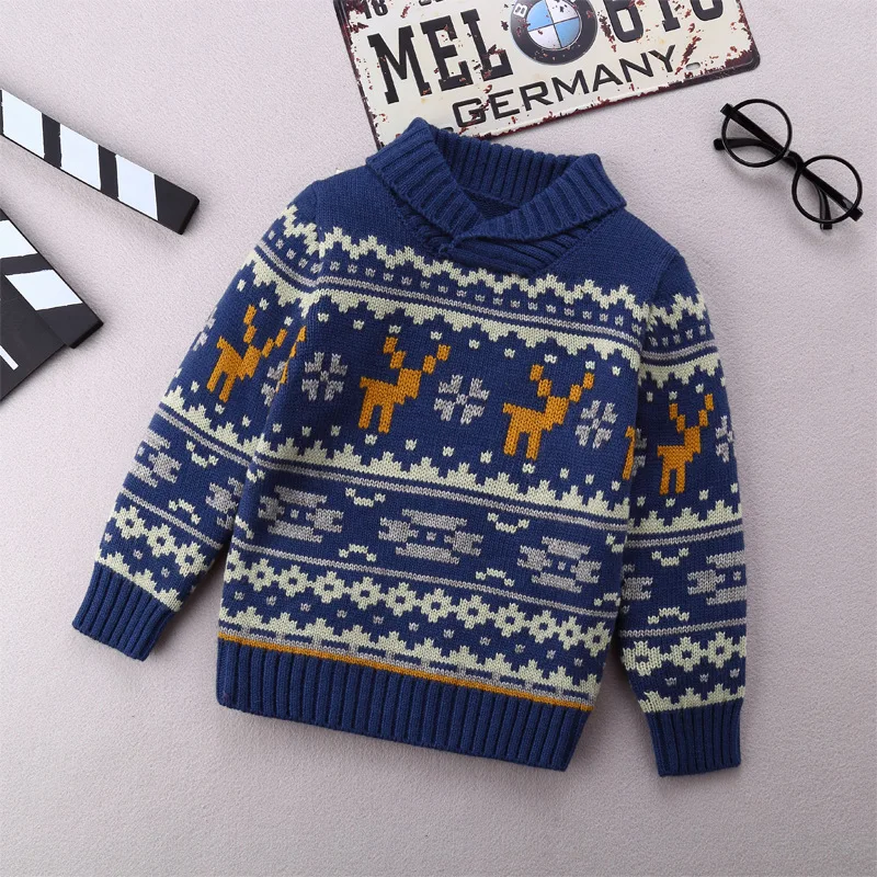 

Hot sale kids cartoon sweater children christmas sweater wholesaler long sleeve sweater, Dark blue