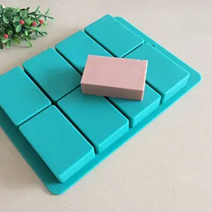 Image of 8 Cavities Rectangle Silicone Cake Baking Mold Handmade Soap Moulds