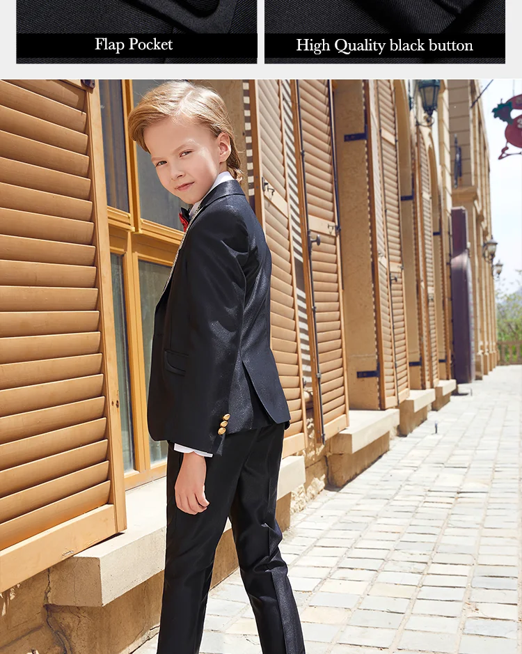 Elpa Handsome Slim Fit Formal Coat Pant Boys Black Ceremonial Suits ...