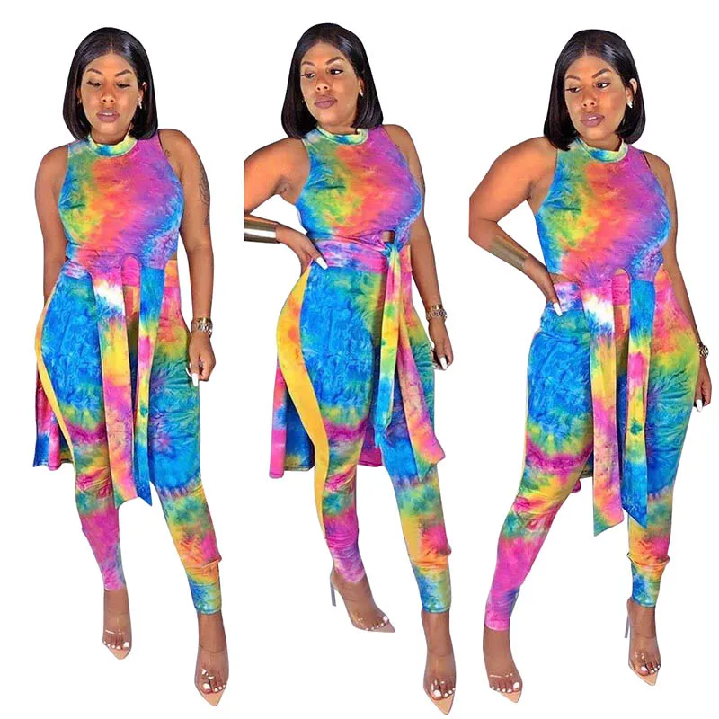 

Hight Quality Casual Tie-dye Asymmetrical Two-piece Pants Set
