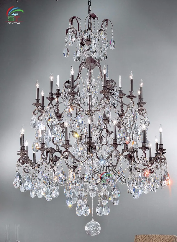 Large Wrought Iron Crystal Chandelier Antique Bronze Color Large Wrought Iron Crystal Chandelier Antique Bronze Color Black Rococo