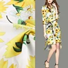 New arrival 100% rayon vintage yellow floral sunflower print fabric for dress
