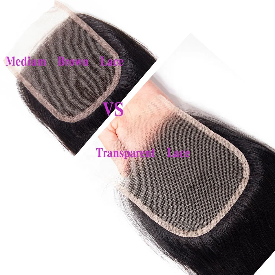 

Peruvian Virgin Human Hair HD Swiss Lace Transparent 4X4 5x5 Lace Closure, Cuticle Aligned Transparent Lace Closure